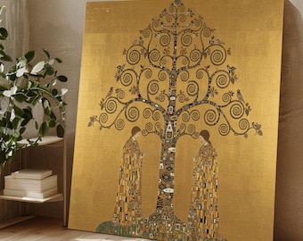 Gustav Klimt Tree of Life Canvas, Gold Art Print, Symbolic Wall Art, Decorative Home Canvas, Elegant Modern Artwork