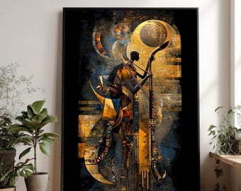 African Tribal Canvas Print, Ethnic Abstract Art, Ready to Hang