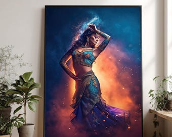 Indian Dancer Canvas Art, Ethnic Fashion Portrait, Cultural Home Decor