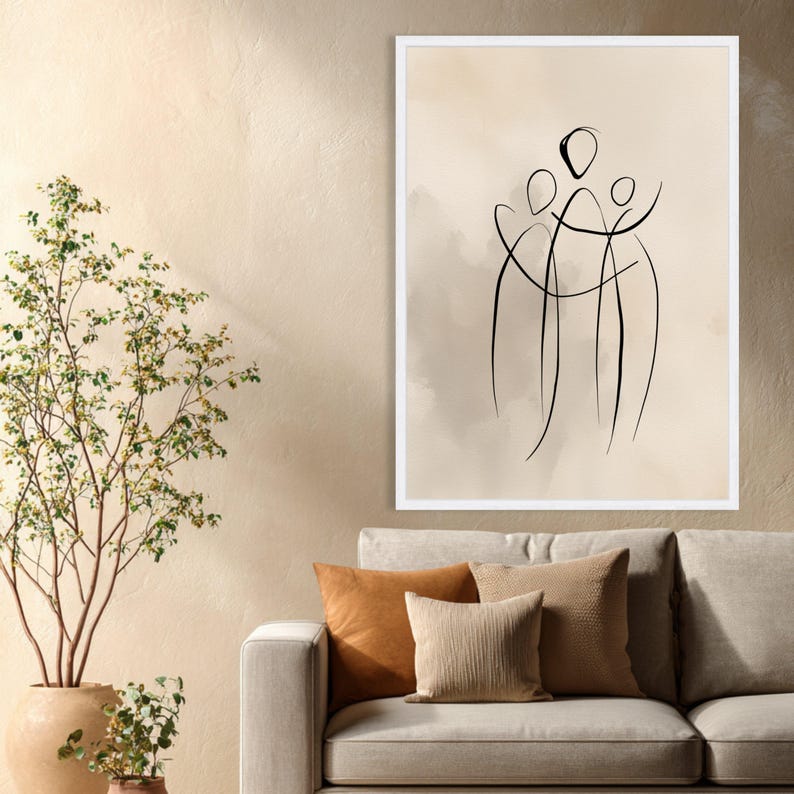 Minimalistische familielijncanvas, moderne abstracte print afbeelding 3