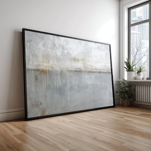 Abstract Canvas Wall Art, Neutral Gray and White, Modern Minimalist Decoration, Contemporary Home Accent, Ready to Hang Canvas