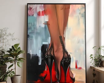 Zwarte canvasprint naaldhakken, modemuurkunst