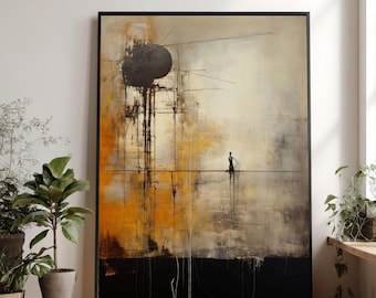Abstract Canvas Wall Art Print, Modern Industrial Design