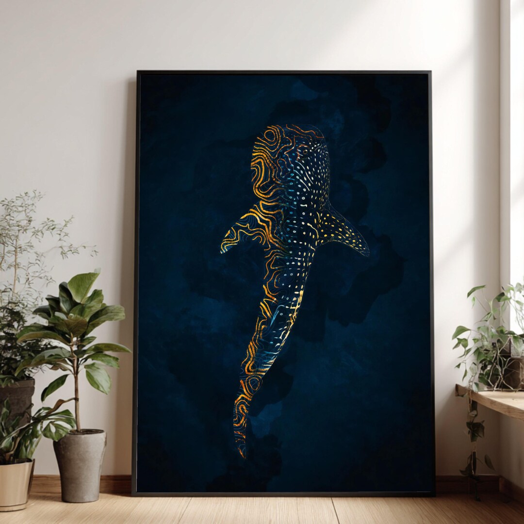 Whale Shark Canvas Art, Blue and Orange Marine Life Decor - Etsy