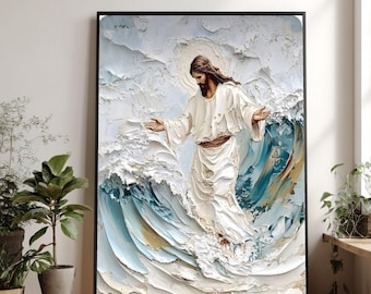 Jesus geht auf Wasser Leinwand, christliche Wohnkultur