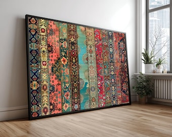 Orientteppich Leinwanddruck, Boho Textile Wandkunst
