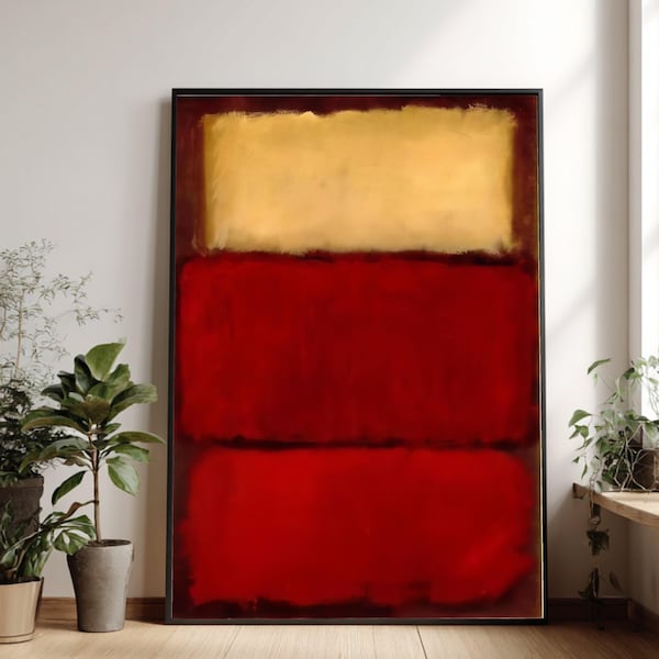 Abstract Red and Beige Blocks Canvas, Modern Minimalist Wall Art, Large Color Field Painting, Contemporary Home Decor Canvas, Ready to Hang