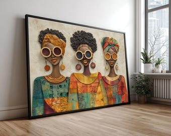 African Women Portrait Canvas, Ethnic Home Decor, Modern Art Print