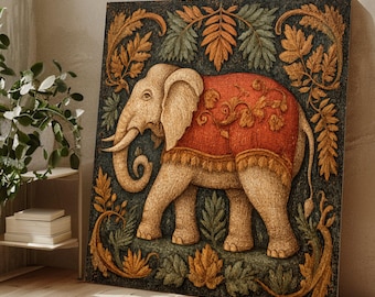 Canvasafdruk sierlijke olifant, boho dierenmuurkunst