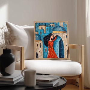 Iraqi Folklore Woman Canvas Art, Naïve Art Print, Cultural Home Decor image 6