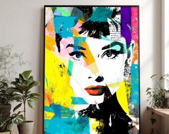 Colorful Graffiti Portrait Canvas, Banksy Style Wall Art, Urban Abstract Face Canvas, Modern Street Art Decoration, Vibrant Home Canvas