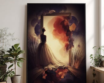 Ethereal Bride Canvas Art, Dreamy Ball Gown, Romantic Home Decor