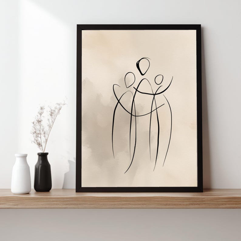 Minimalistische familielijncanvas, moderne abstracte print afbeelding 4