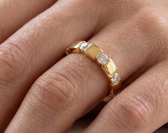 1 Ct Diamond Wedding Band Ring, Stacking Ring , 14K Yeloow Gold