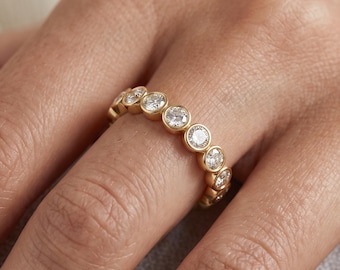 2 CTW Round Bezel Lab Grown Diamond Eternity Band, 3.5MM Bezel Anniversary Ring