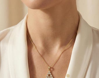 Lab Grown Diamond Initial Necklace • 14K Gold Letter Pendant •Personalized Gift Jewelry