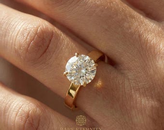 3 Carat Round Cut Lab Grown Diamond Engagement Ring • 4 Prong Solitaire ring • IGI Certified