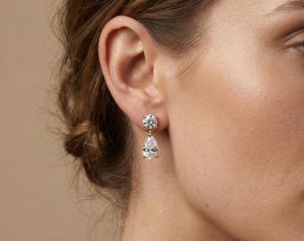 Pear Cut Lab Grown Diamond Drop Earrings • IGI Certified • Mother's Day Gift