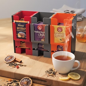Tee-Organizer Personalisiert | Modulare Teebox & Teebeutelhalter | Bio-Kunststoff | Geschenk Teeliebhaber, Einzug  Geburtstag | 3D-Druck
