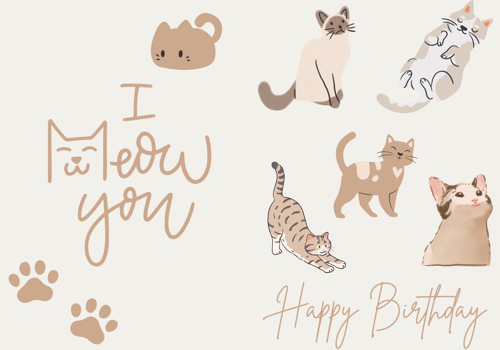 Cute Cat Birthday Card Printable | Cat Lover Birthday Card | Digital ...
