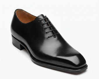 scarpe Oxford da uomo in pelle nera, scarpe eleganti stringate fatte a mano, regalo per la proposta di matrimonio dei testimoni dello sposo, regalo per dirigenti, scarpe eleganti in pelle