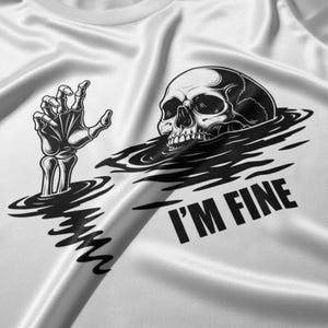 ESTOY BIEN Calavera ahogándose SVG / Archivos cortados con láser / Cita gótica sarcástica / SVG críptico / Clipart / PNG de sublimación / Descarga instantánea