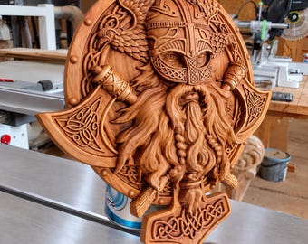 Odin Wall Art | Viking Wood Carving | Norse Mythology Wall Decor