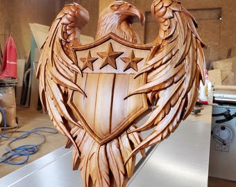 American Eagle Wood Wall Hanging | Eagle Wood Carving | Patriotic Wall Art | Man Cave Decor