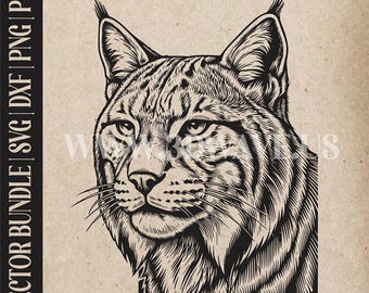 Lynx Vector Art: file tagliati al laser per Cricut, Glowforge SVG / Prodotti digitali