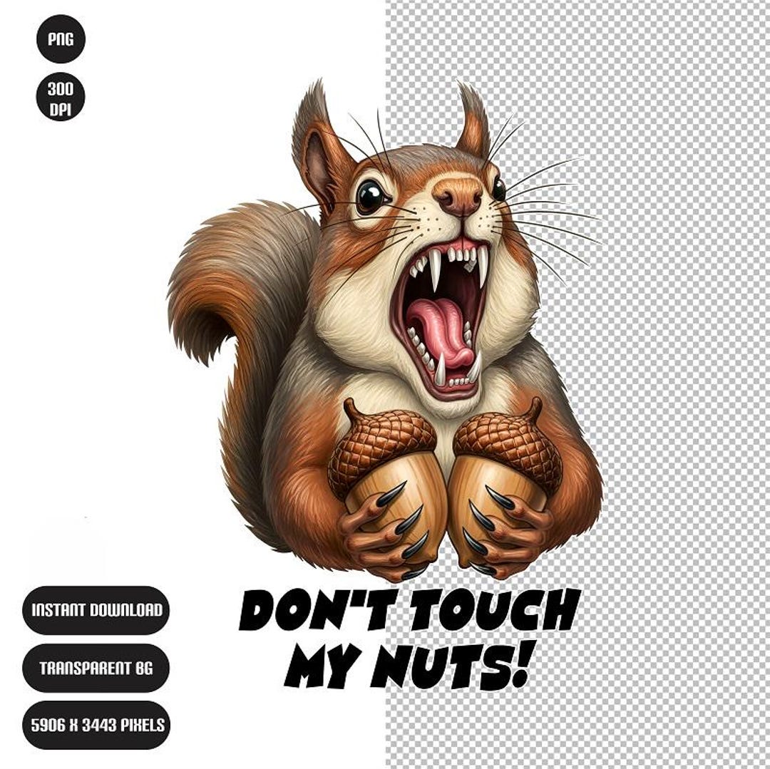Funny Angry Squirrel PNG | Don't Touch My Nuts Sublimation Design - Etsy