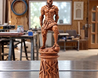 Ares Statue | Greek God of War | Wooden Sculpture | Greek Mythology Gift | Classical Greek Decor