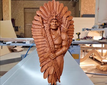 Native American Chief Wood Carving | Indian Chief Wall Sculpture | Carved Wood Relief | Southwestern Decor