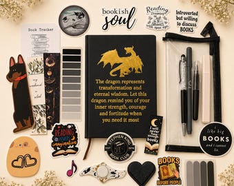 Kit Literário Black Bookish – Caixa de Presente Aconchegante para Amantes de Livros no Estilo Dark Academia - Conjunto de Papelaria e Artigos para Diário