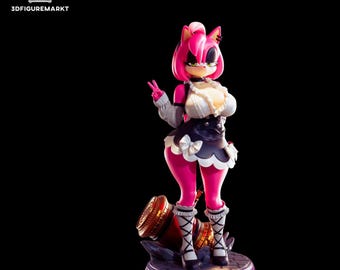 Amy Rose Anime Style Figur, Actionfigur,3D Bemalte Figur
