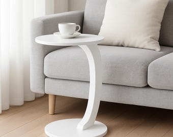 Handmade C-Shaped Side Table | Minimalist Bedside Table