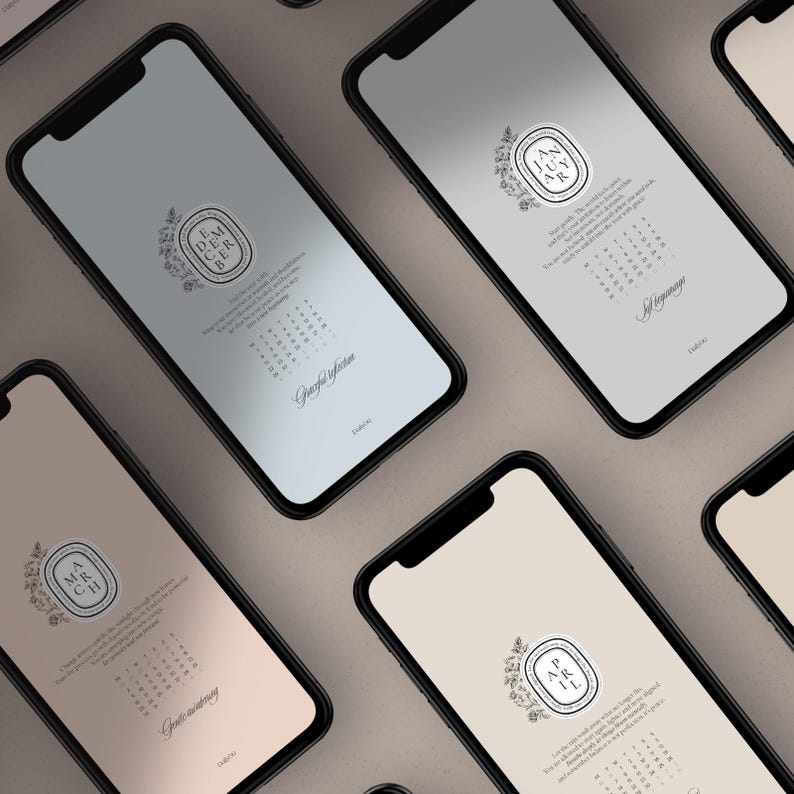 Phone Bundle | Minimalist 2026-2027 Calendar Lock Screen Wallpaper ...