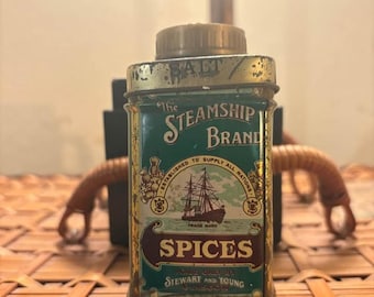Vintage Steamship Brand Spices Tin Nautical Kitchen Decor Collectible