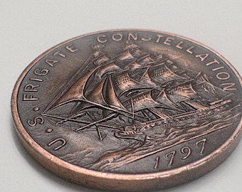 1955 USS Constellation Medal Original Copper Ship Relic Nautical History