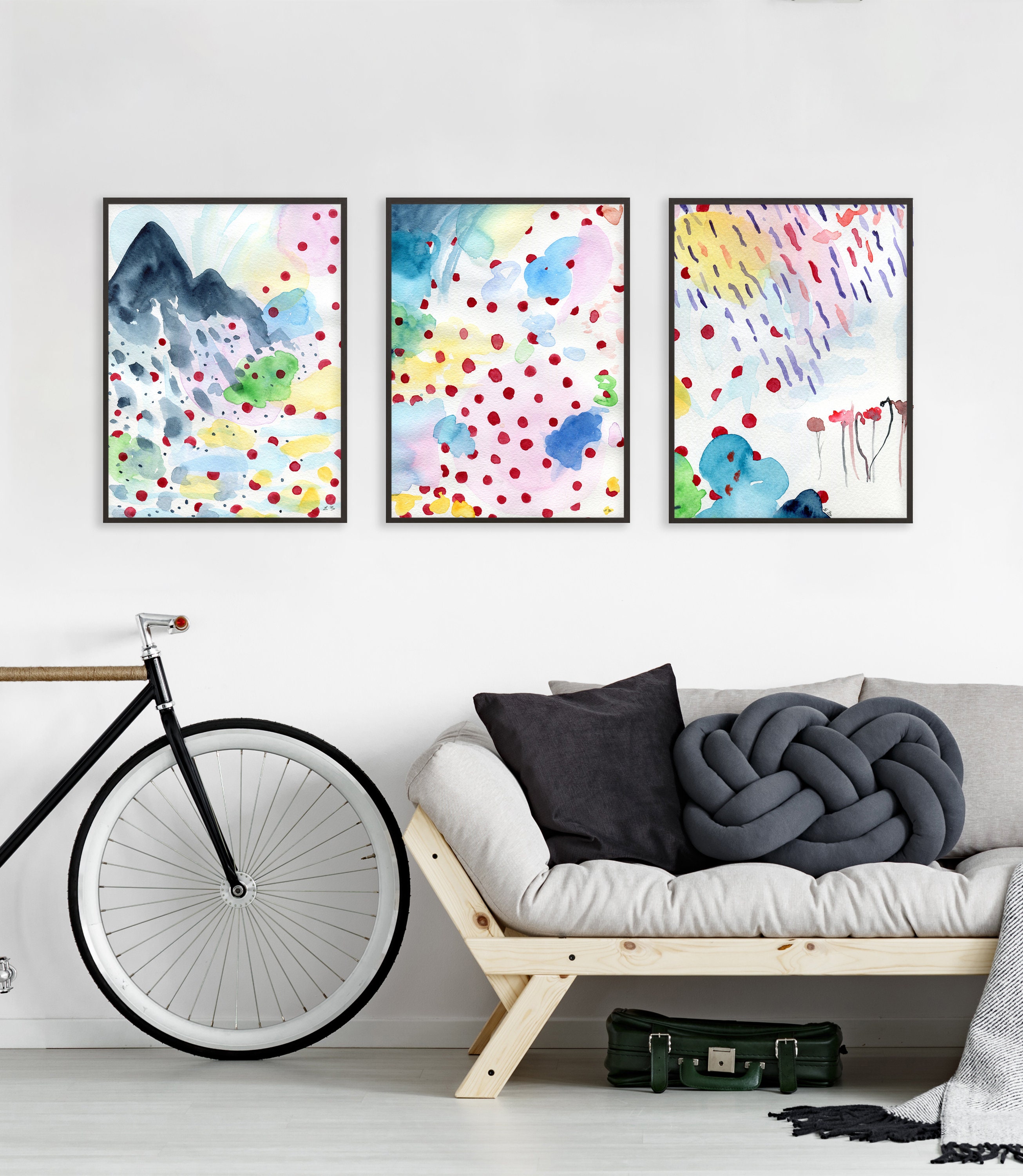 Abstract Watercolour Art Set of 3 Prints / Landscape Paintings | Etsy