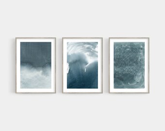 Blue Grey Minimalist Art Print Set of 3 / Abstract Modern Living Room Wall Art / Office Wall Décor / Many sizes up to 24 x 36'' / A1