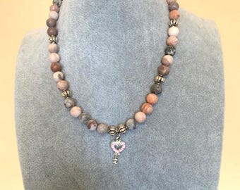 Statement Gemstone Necklace – Pink Zebra Jasper