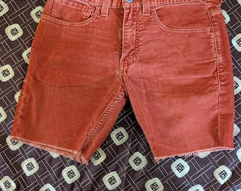 Upcycled Rust Orange Corduroy Shorts | Reworked Levi's 511 Cut-Offs (Size 31)