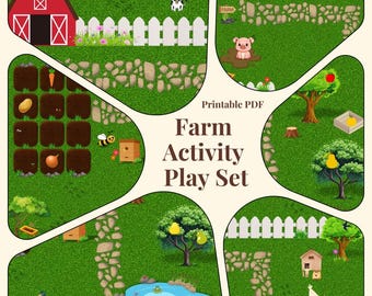 Conjunto de actividades de animales de granja, libro de actividades para niños pequeños, PDF Montessori, unidad didáctica sobre la granja para preescolares, juegos para desarrollar la motricidad fina.