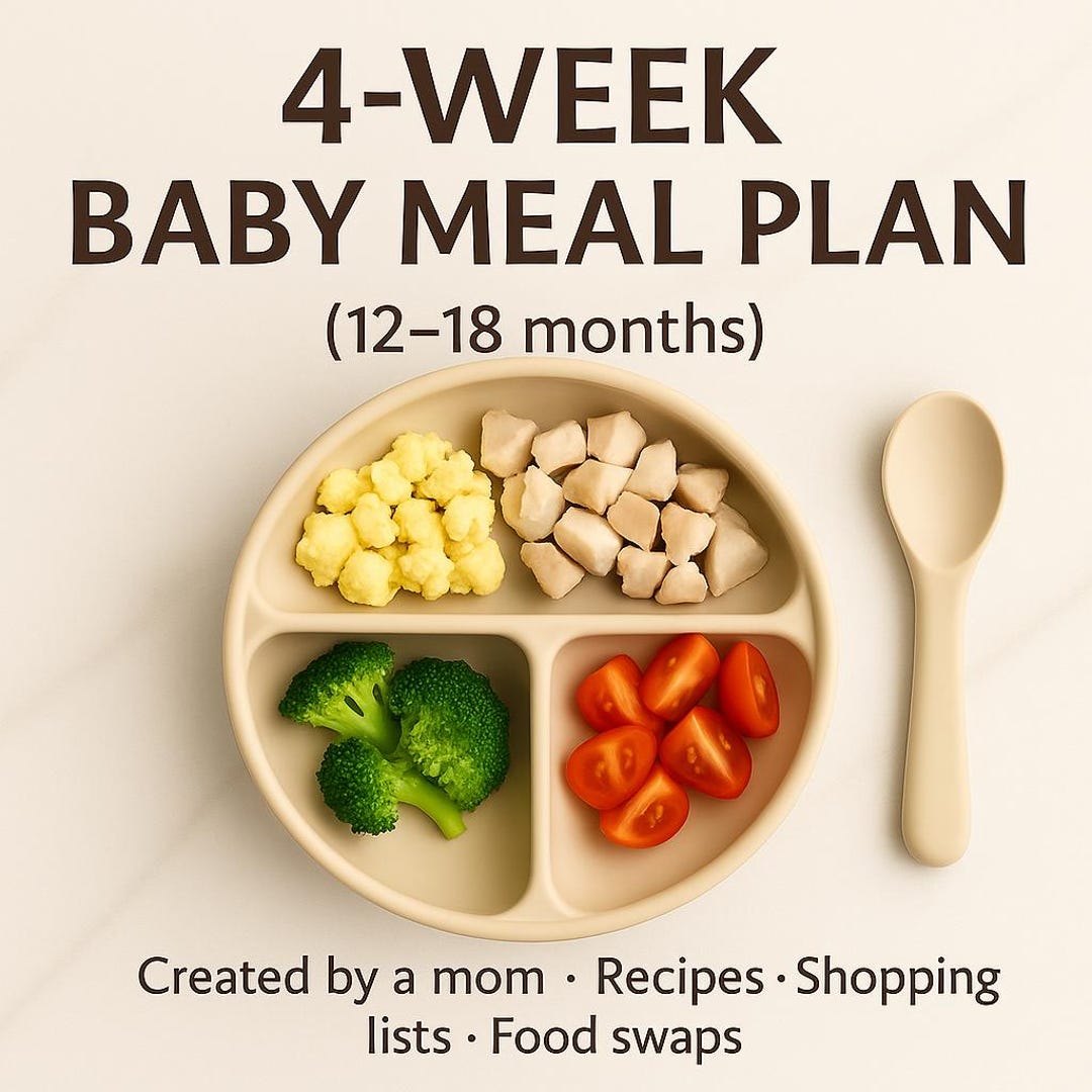 4-week Baby Meal Plan (12-18 Months) – Recipes, Menus (instant Download ...