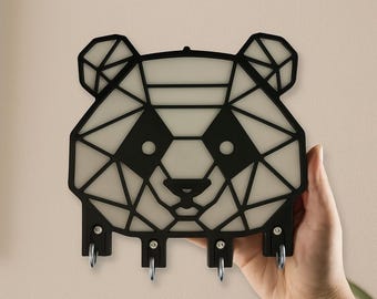 Panda Key Holder, Wood Wall Decor, Housewarming Gift