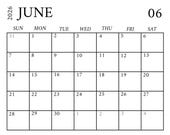 June 2026 Minimalist Calendar Printable | Black & White Monthly Planner | Instant Download