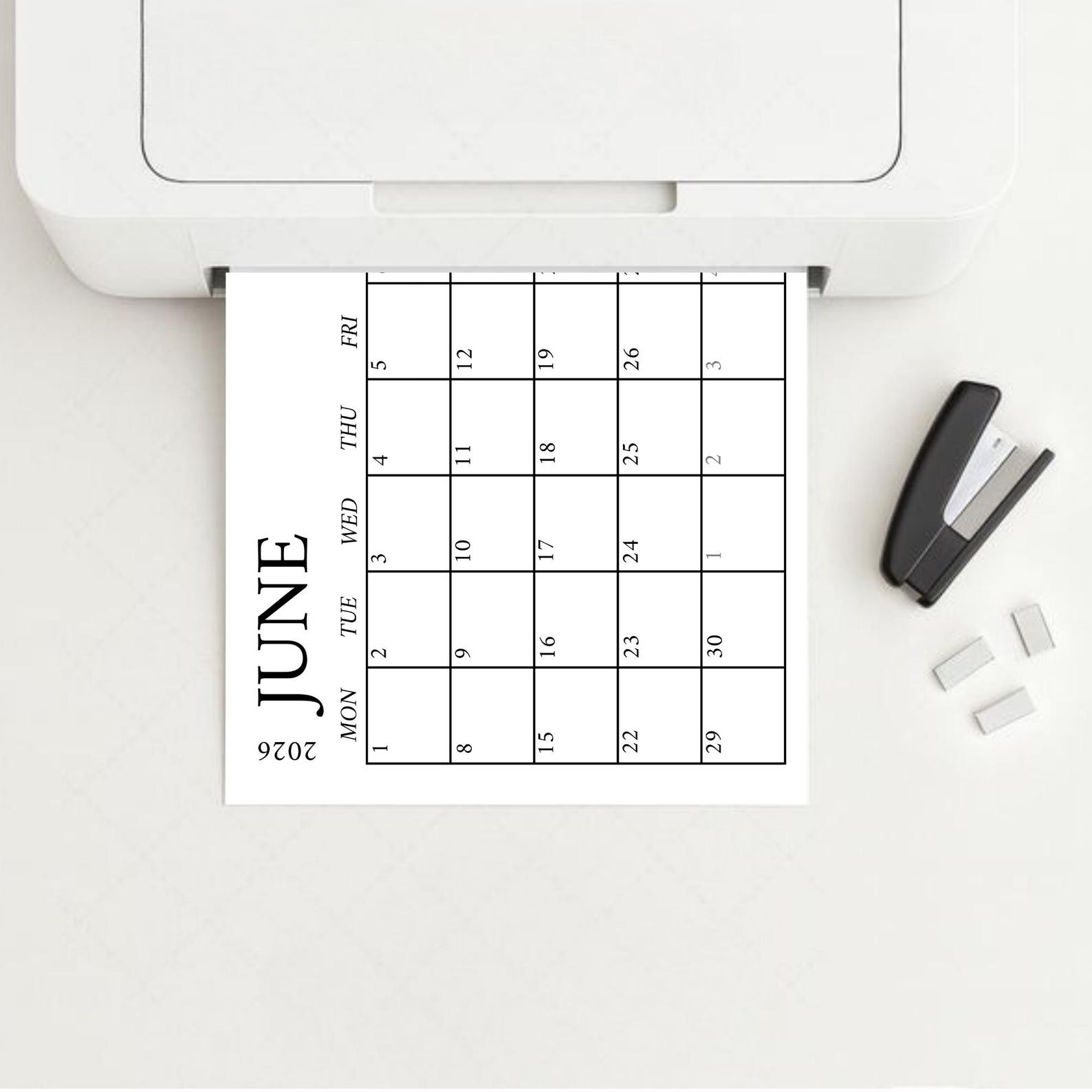 June 2026 Minimalist Calendar Printable | Black & White Monthly Planner ...