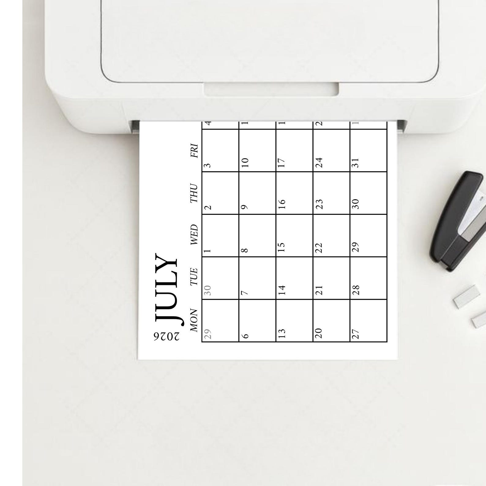 July 2026 Minimalist Calendar Printable | Black & White Monthly Planner ...