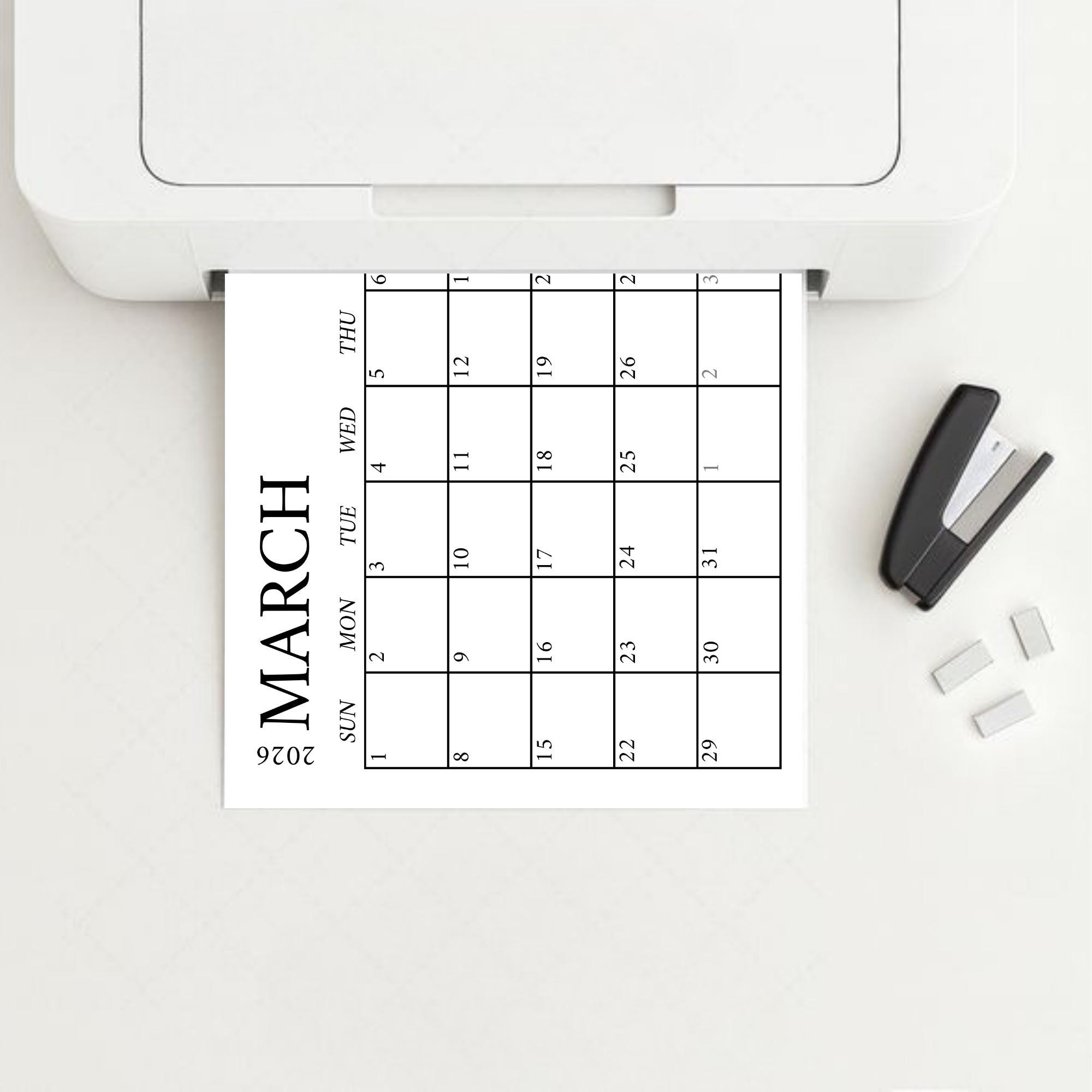March 2026 Minimalist Calendar Printable | Black & White Monthly ...