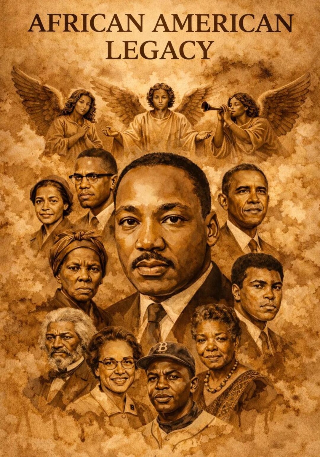 Black History Watercolor Collage Printable, MLK Legacy Heroes Art ...